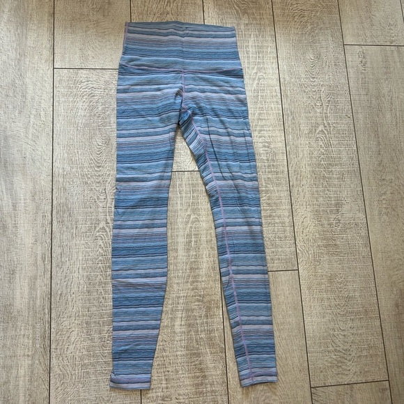 lululemon athletica Pants - lululemon athletica Blue and Pink Striped Leggings